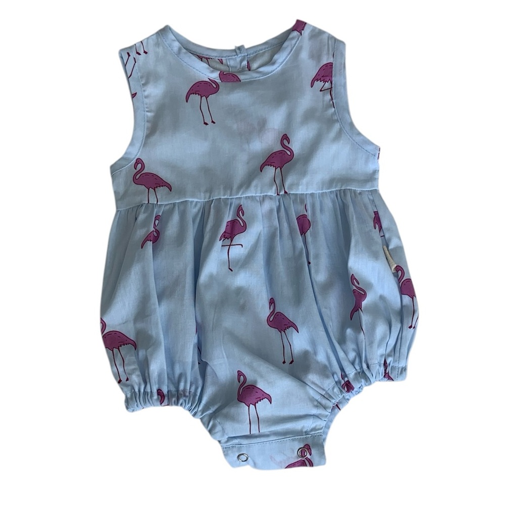 Pink Flamingo Print Baby Romper